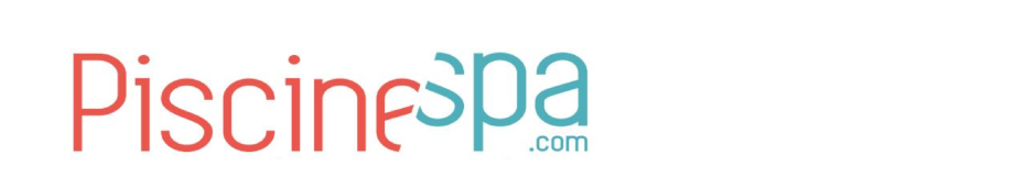 Logo de PiscineSpa.com avec le texte en rouge et bleu.